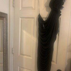 Elegant Black Draped Dress